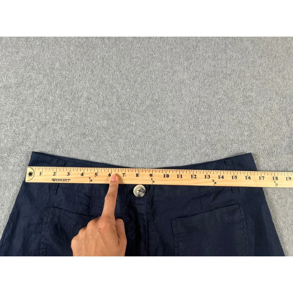 NWT! Quince Womens Navy 100% European Linen Patch Pocket Wide Leg Pants Size 12